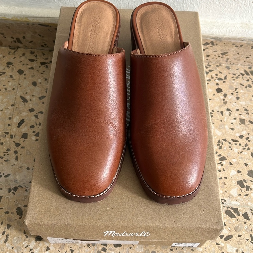 Madewell Mindy Lugsole Mule Leather color Dried Maple